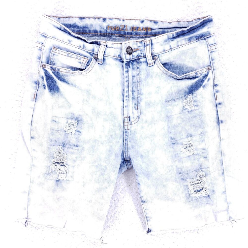 rue 21 Jean Shorts Denim Cotton Men SZ 32 Blue Straight Stretch VTG 90s Y2K